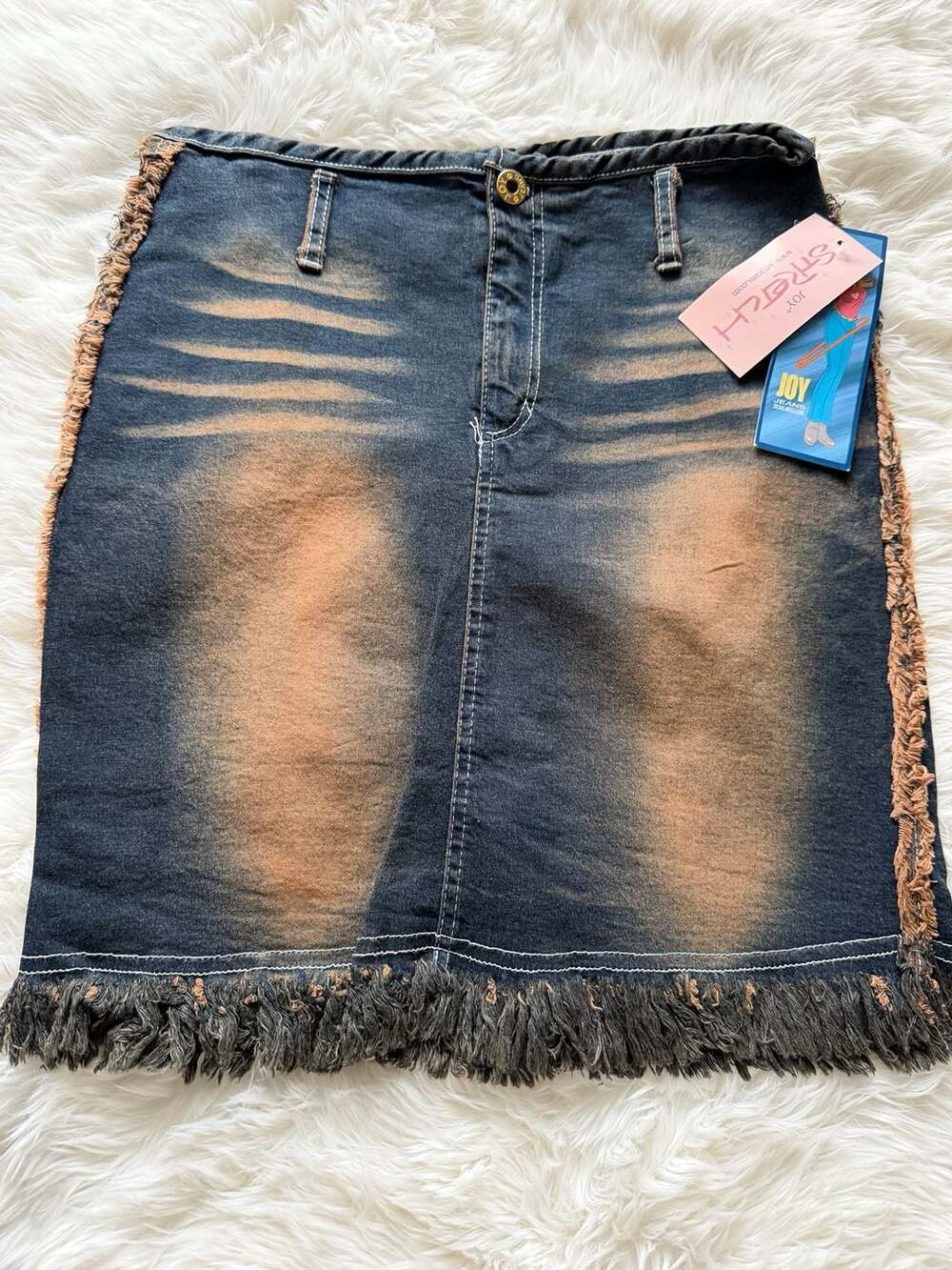 Joy Jeans Denim Skirt Size M Distressed Frayed Hem Midi Y2K